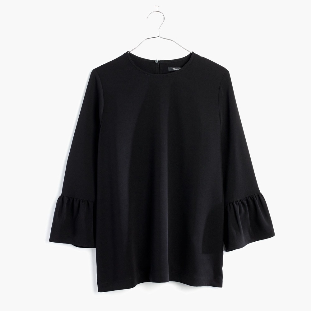 Madewell Bell Sleeve Top in True Black Size XXS
